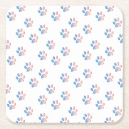 Gradient Blå Rosa och Gula Tassavtryck Underlägg Papper Kvadrat
