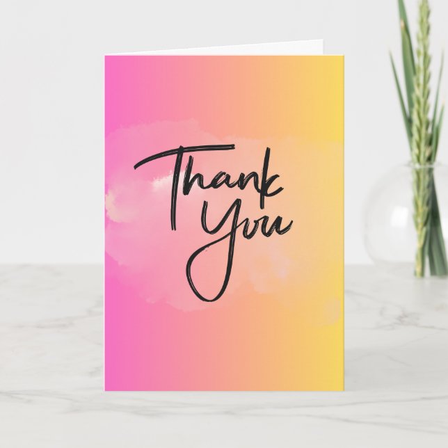 Gradient Bloom Thank You Folded Greeting Card Kort (Framsida)