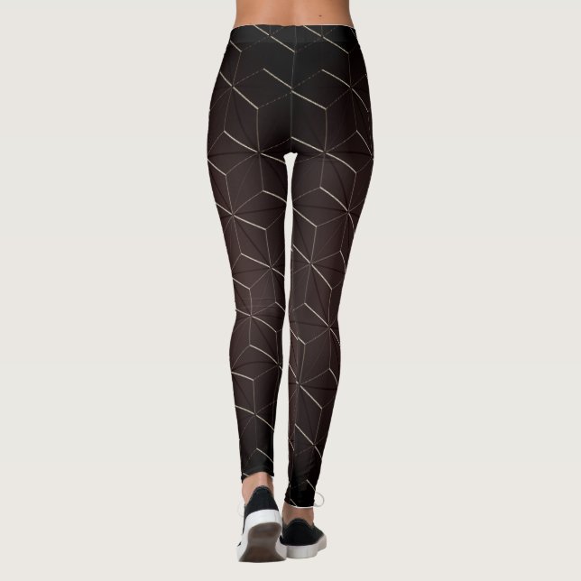 Gradient Brown Stil Geometric Seamless Mönster Leggings (Baksida)