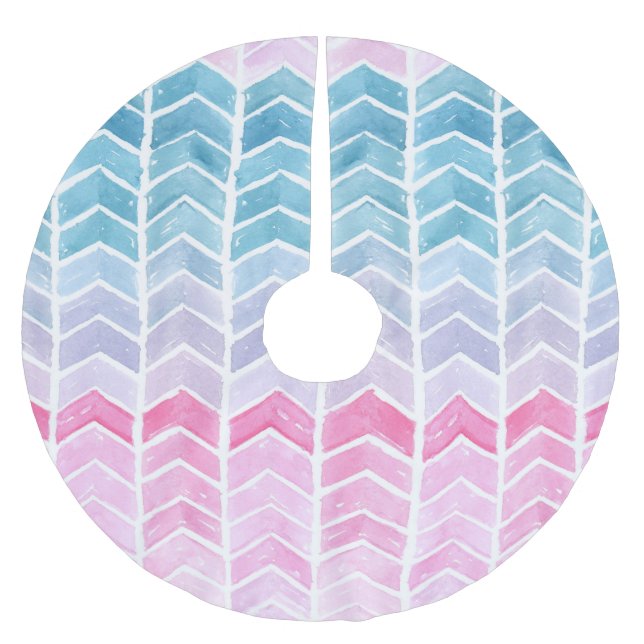 Gradient Chevron: Watercolor Herringbone Mönster. Julgransmatta Borstad Polyester (Framsidan)