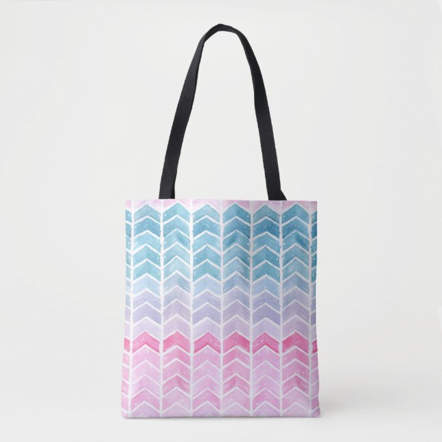 Gradient Chevron: Watercolor Herringbone Mönster. Tygkasse (Framsida)