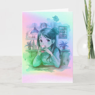 Gradient Coffee Lover Folded Greeting Card Kort