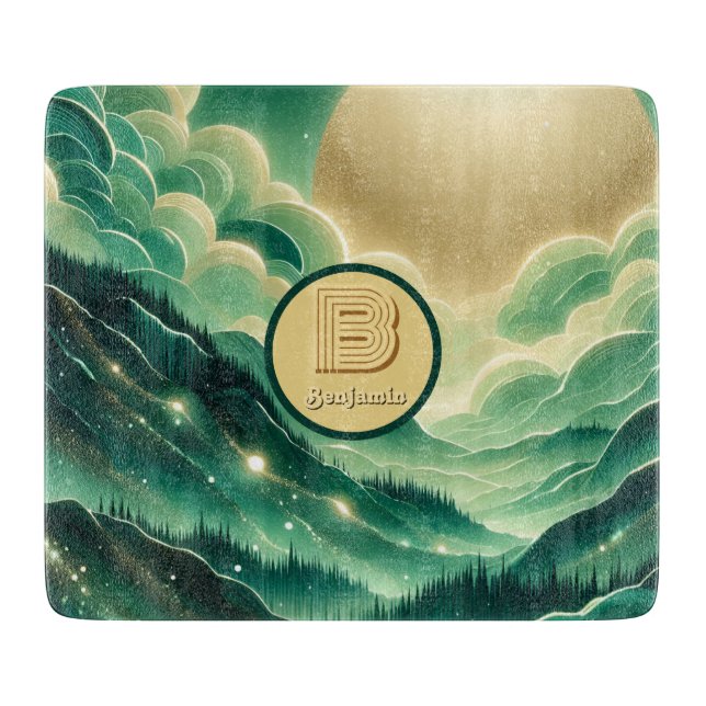 Gradient Emerald Kelly Grönt Glitter Monogrammed (Framsidan)