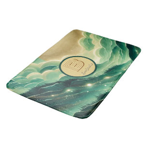 Gradient Emerald Kelly Grönt Glitter Monogrammed Badrumsmatta