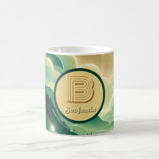 Gradient Emerald Kelly Grönt Glitter Monogrammed Kaffemugg
