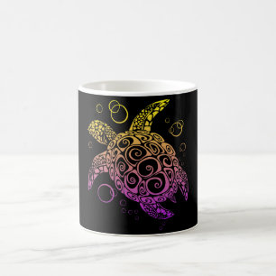 Gradient Färg Sea Turtle Teckning, Sea Turtle Kaffemugg