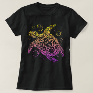 Gradient Färg Sea Turtle Teckning, Sea Turtle T Shirt