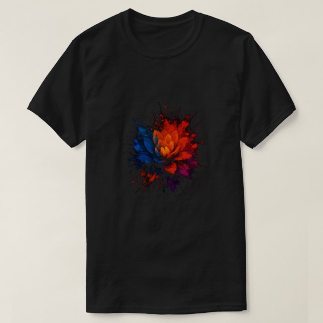 gradient färgglad stänk blomma t shirt (Design framsida)