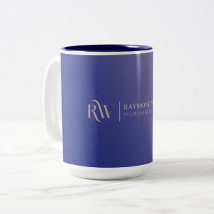 Gradient Faux Ro Guld och marinblått monogrammat Två-Tonad Mugg