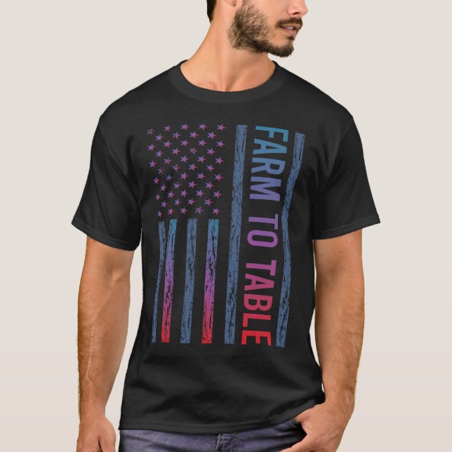 Gradient Flag Farm To Table T Shirt (Framsida)