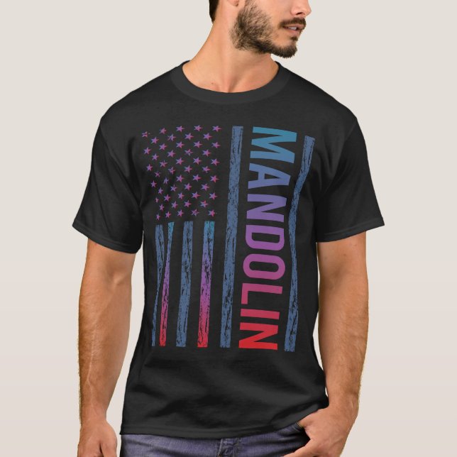 Gradient Flag Mandolin T Shirt (Framsida)