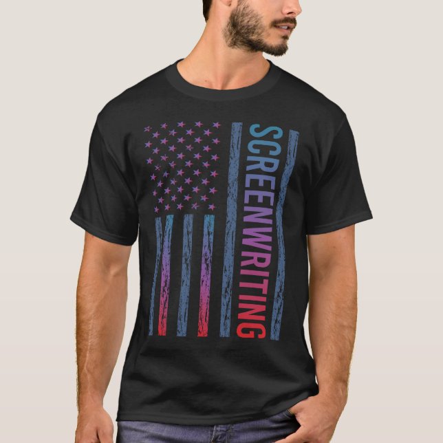 Gradient Flag Skriptskrivande Manusförfattare T Shirt (Framsida)