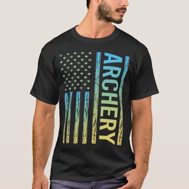 Gradient Flagbåge Bågskytt Pil Pilar Båge T Shirt (Framsida)