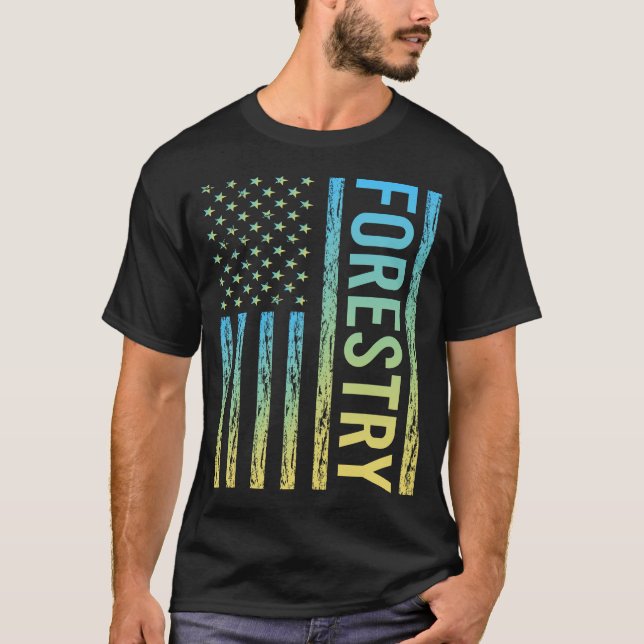 Gradient Flagga Skogsbruk T Shirt (Framsida)