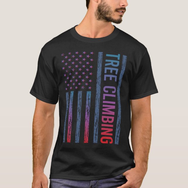 Gradient Flagga Trädklättring Klättrare T Shirt (Framsida)