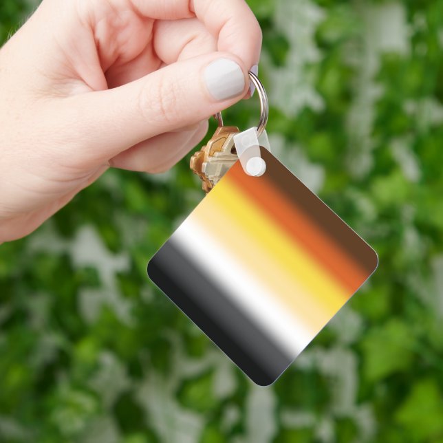 Gradient Gay Björn Pride Flagga - Färgrik Björnfla Nyckelring (Hand)