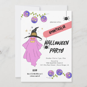 Gradient Ghost Skull Garland Halloween fest Inbjudningar