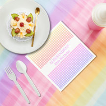 Gradient Gingham Rosa Gult Pastel Birthday