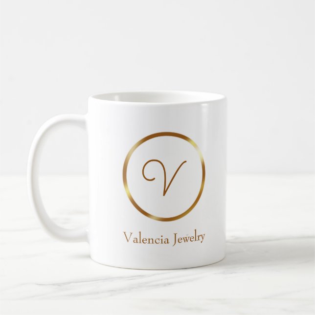 Gradient gold circle custom business logo kaffemugg (Vänster)