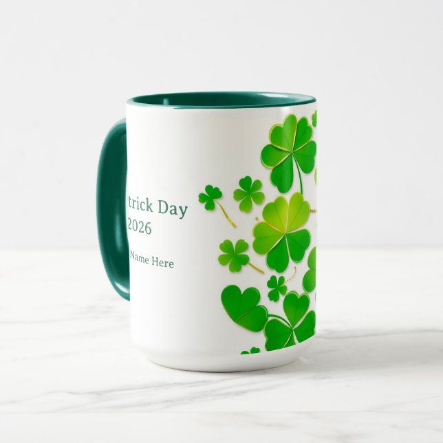 Gradient Green Layered Shamrock Gold Lucky Mugg (Framsida vänster)