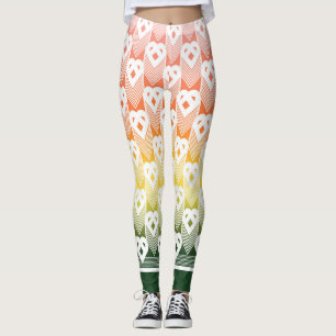Gradient Heart Motif Leggings - Casablanca Energy