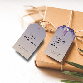 Gradient Lila Blommig Lycklig För Evigt Bröllop Presentetikett