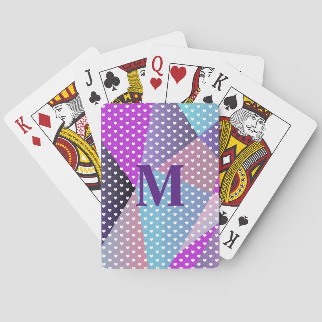 Gradient Lila Geometriskt Enkla Hjärtan Mönster Casinokort (Baksidan)
