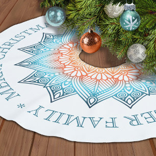 Gradient Mandala-julhälsningar Julgransmatta Borstad Polyester