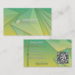 Gradient Modern 3D Geometric Abstrakt QR Code Chic Visitkort