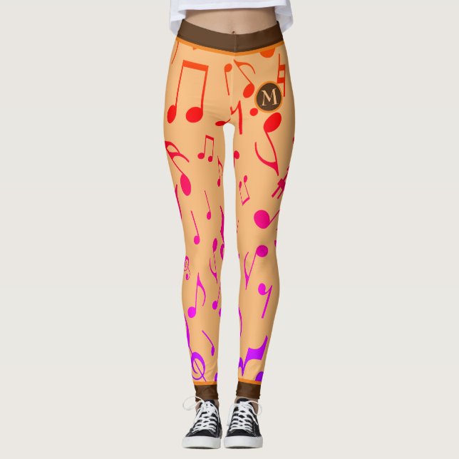 GRADIENT MUSIK NOTER PEACH LEGGINGS (Framsida)