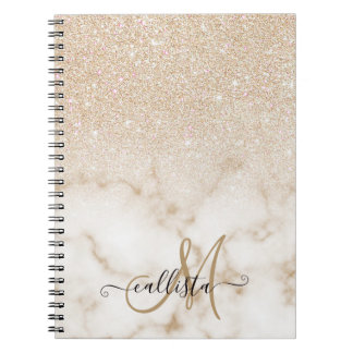 Gradient Ombre Gradient Ombre Guld White Glitter Anteckningsbok