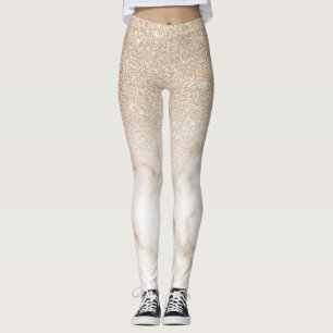 Gradient Ombre Gradient Ombre Guld White Glitter Leggings