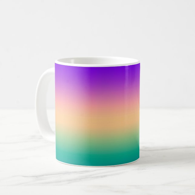Gradient ombre grön gul rosa lila mjuk suddig kaffemugg (Framsida vänster)
