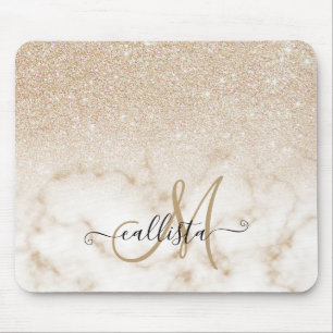 Gradient Ombre, guillaluktande Guld, vit Glitter Musmatta