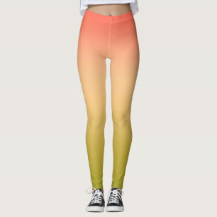 Gradient ombre koral beige lime mjuk, suddig leggings
