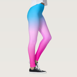 Gradient ombre korallrod beige blå mjuk suddig leggings