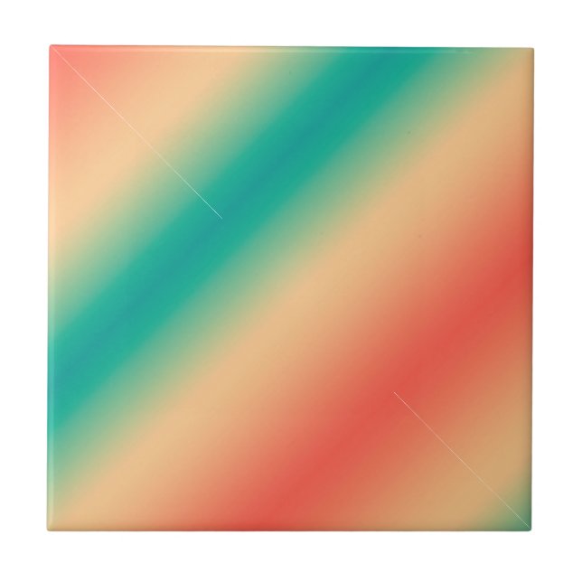 Gradient ombre korallrod beige grön mjuk suddig kakelplatta (Framsidan)