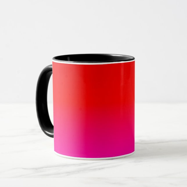 gradient ombre röd rosa , scharlakansröd , röd , r mugg (Framsida vänster)