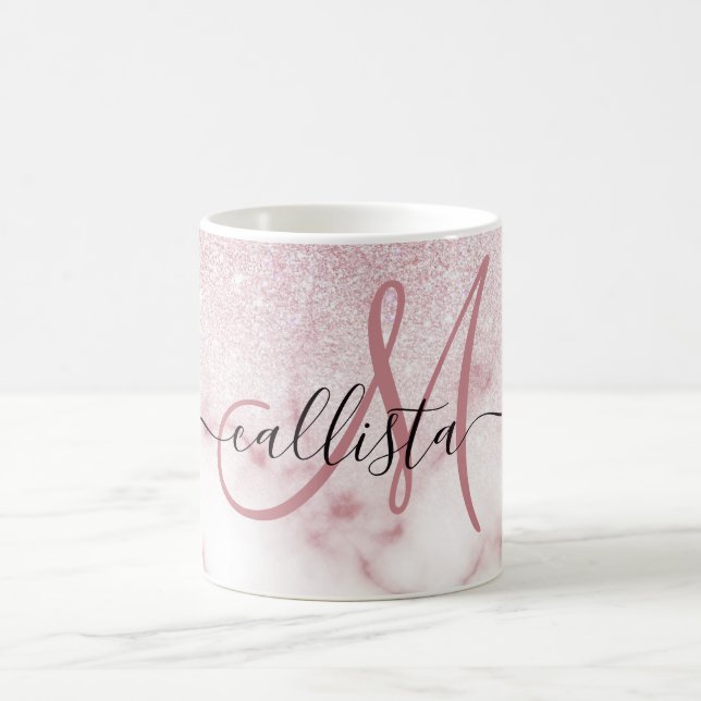 Gradient Ombre vid Rosa White Glitter Marble Gradi Kaffemugg (Center)