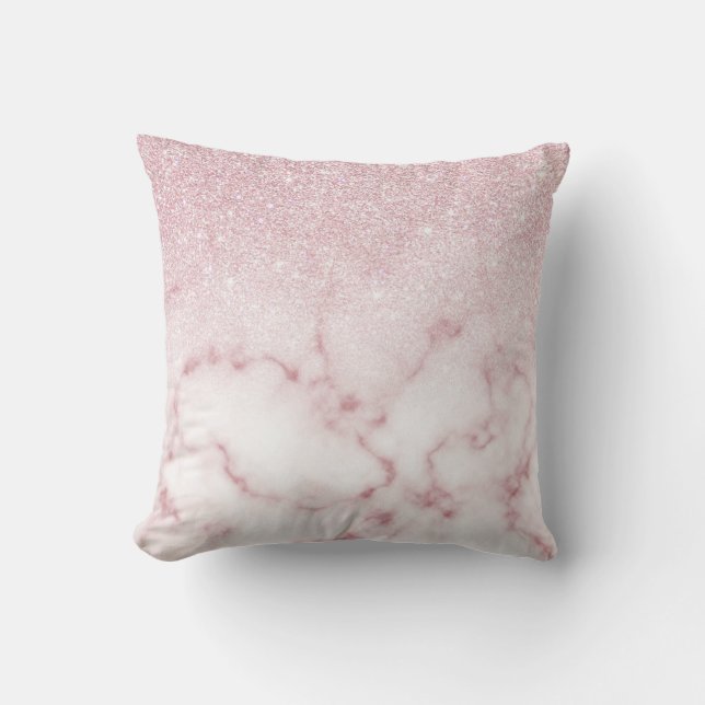 Gradient Ombre vid Rosa White Glitter Marble Gradi Kudde (Framsida)