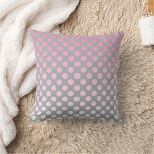 Gradient Polka Dot-Rosa på Grått Kudde