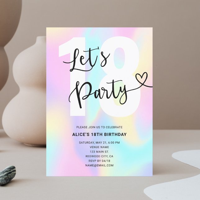 Gradient Rainbow Calligraphy Heart Birthday Inbjudningar (Skapare uppladdad)