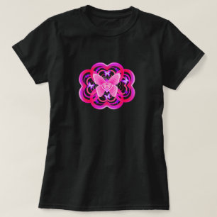 Gradient Rosa & Lila Hjärtformad Abstrakt Mönster T Shirt