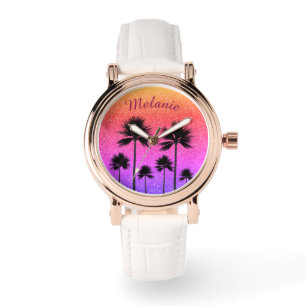 Gradient Sunset Personlig med Sparkly Handflatan T Armbandsur