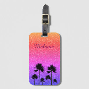 Gradient Sunset Personlig med Sparkly Handflatan T Bagagebricka