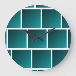 Gradient Teal Fyrkanter Stor Klocka