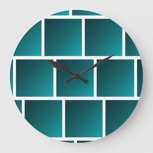Gradient Teal Fyrkanter Stor Klocka (Framsida)