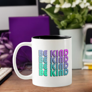 Gradient teal och lila BE KIND Två-Tonad Mugg