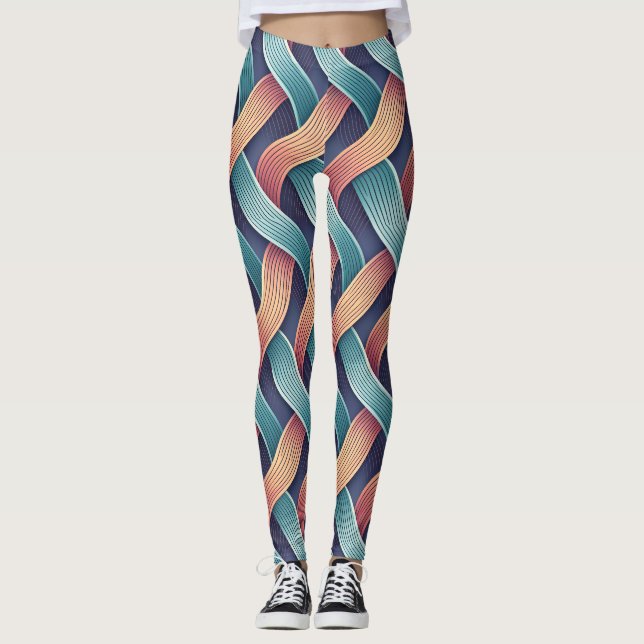 Gradientflödesillusion | Sömlös Abstrakt 3D Leggings (Framsida)