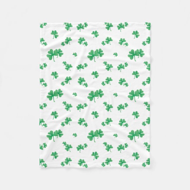 Gradientgrön irländsk shamrock-mönster fleecefilt (Framsidan)